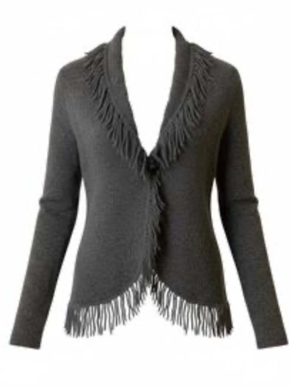 Susan Bristol Woman's Black Fringe Cardigan/Sweater, Size M